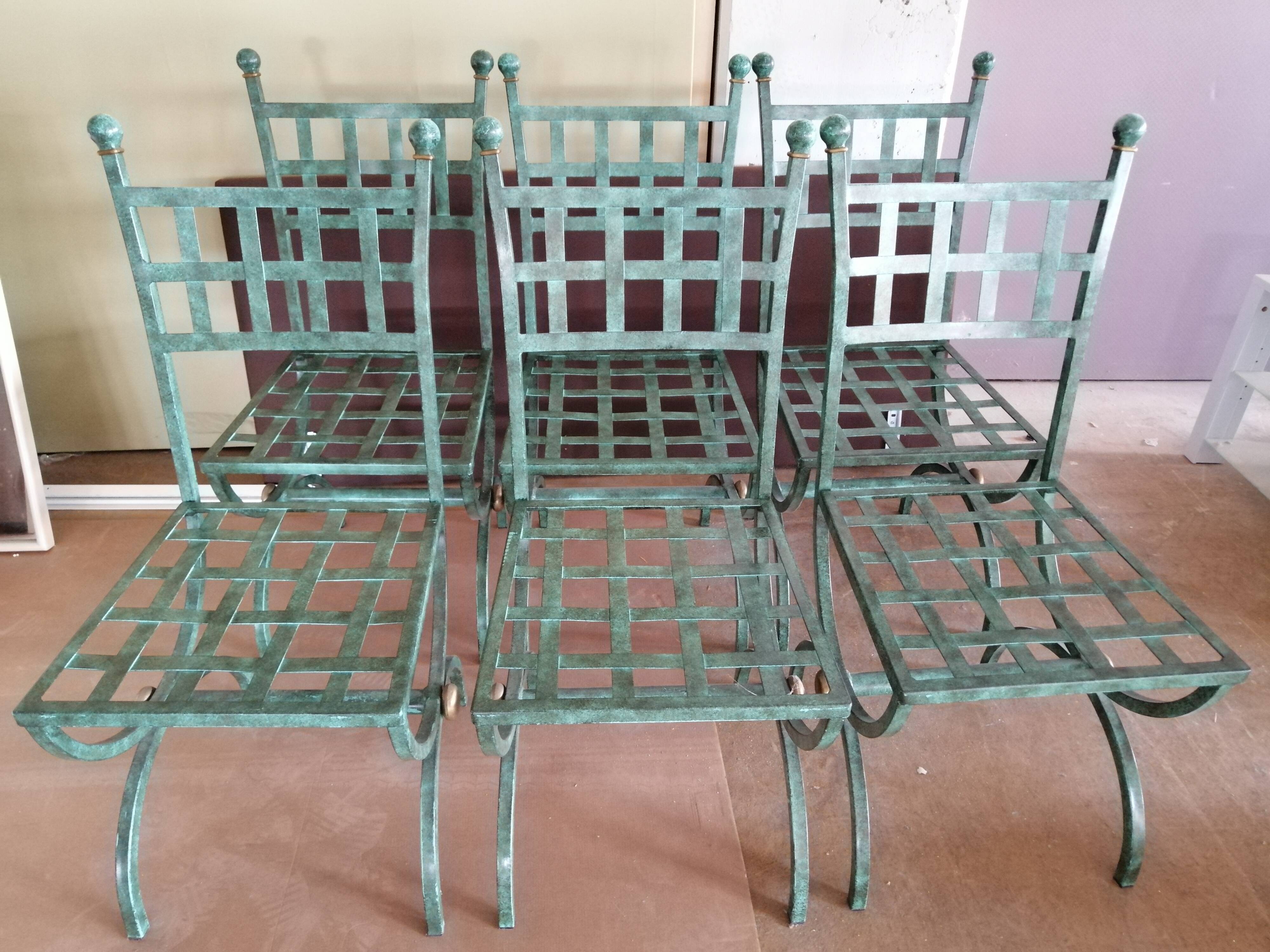 Lot de 6 chaises en fer forgé