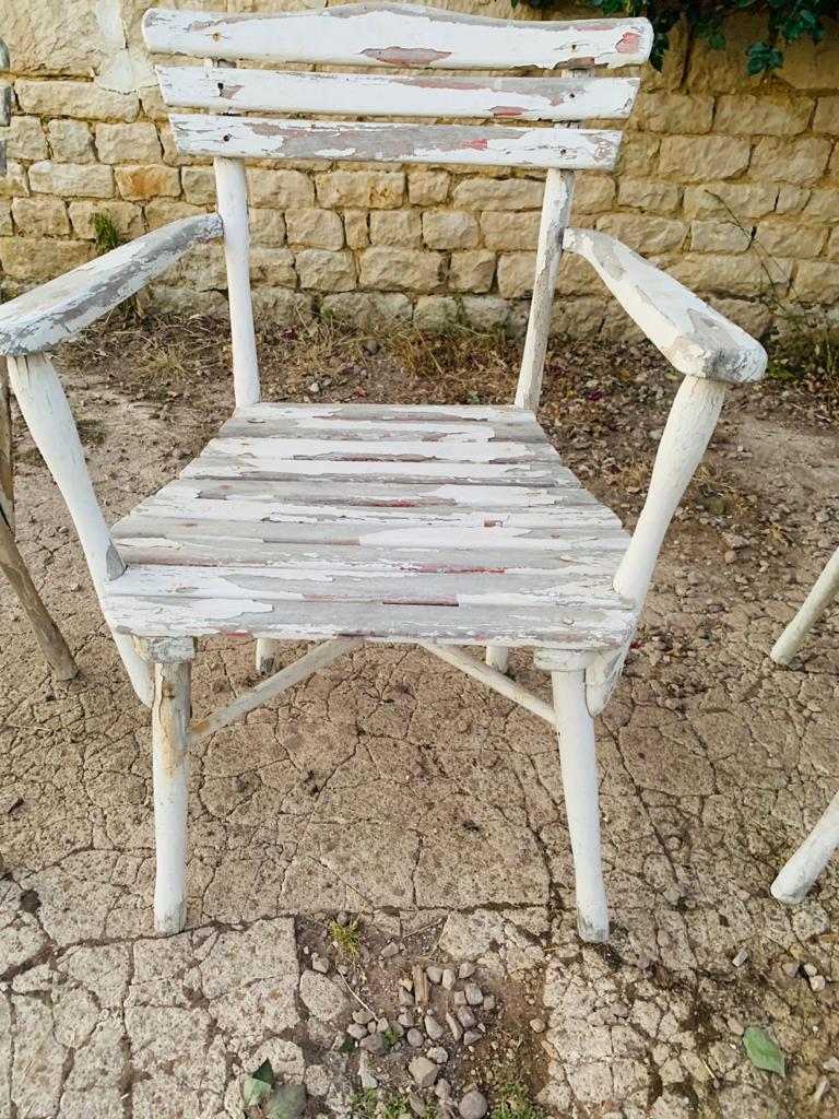 Set of garden seats: 4 armchairs and 1 chair - wooden