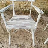 Ensemble d'assises  de jardin 4 fauteuils et 1 chaise - en bois