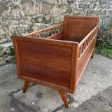 Handmade children's bed with compass feet 1950