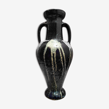 Vase amphore en terre cuite émaillée arlette roux, juan les pins.