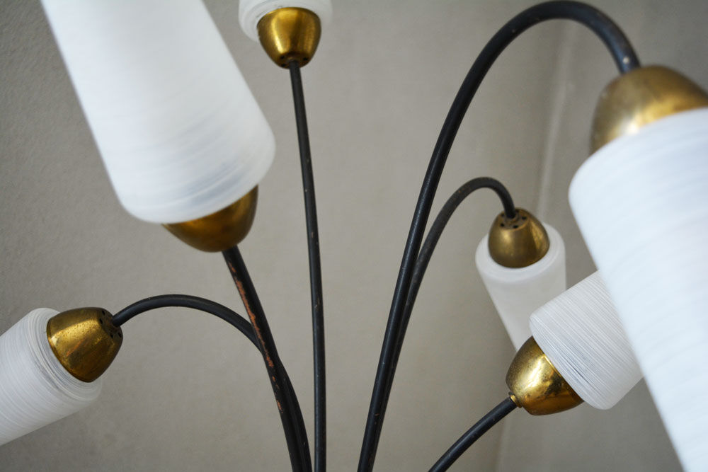 1950's Vintage 6-Shade Tripod Floor Lamp