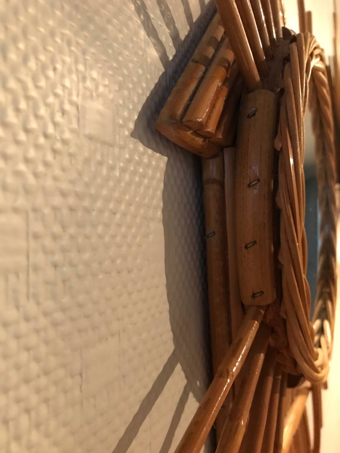 Antique vintage rattan mirror