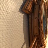 Ancien miroir en rotin vintage