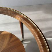 Round walnut coffee table with glass by Ilse Möbel
