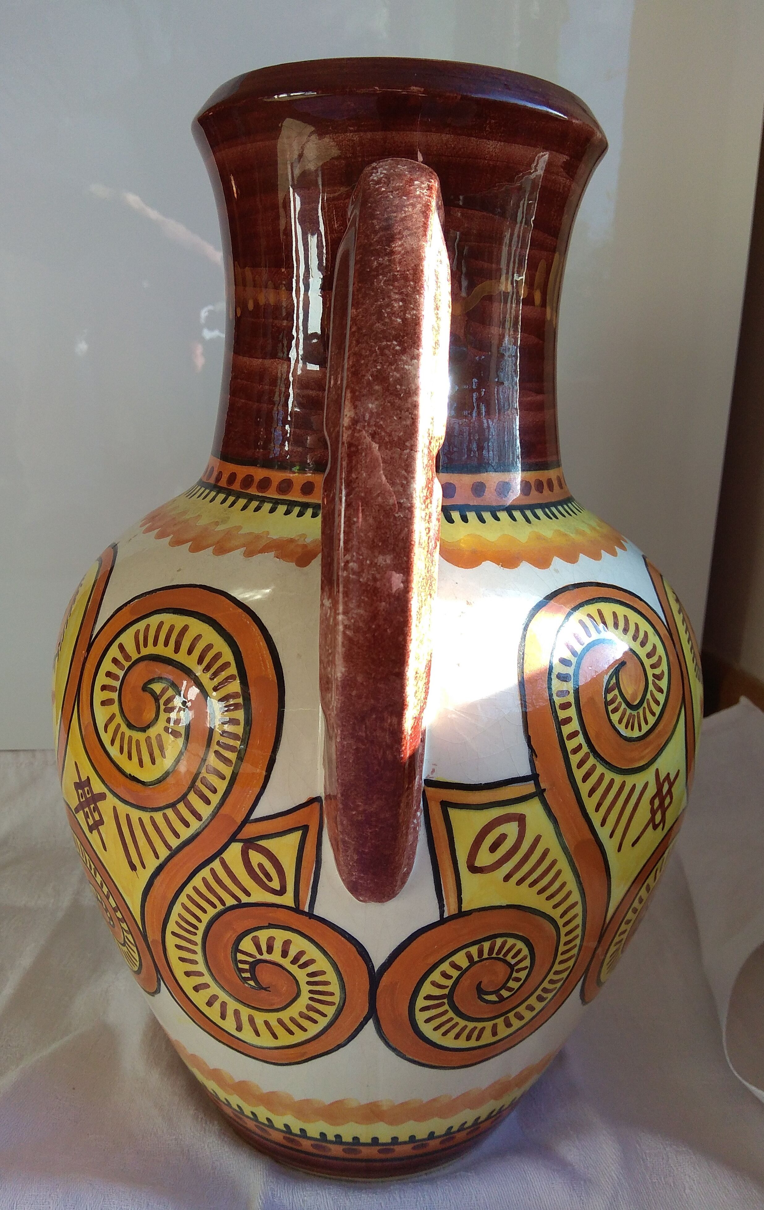Vase with ceramic handles by Quimper Henriot