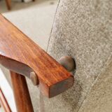 Beige mixed vintage armchair from the 1970s.