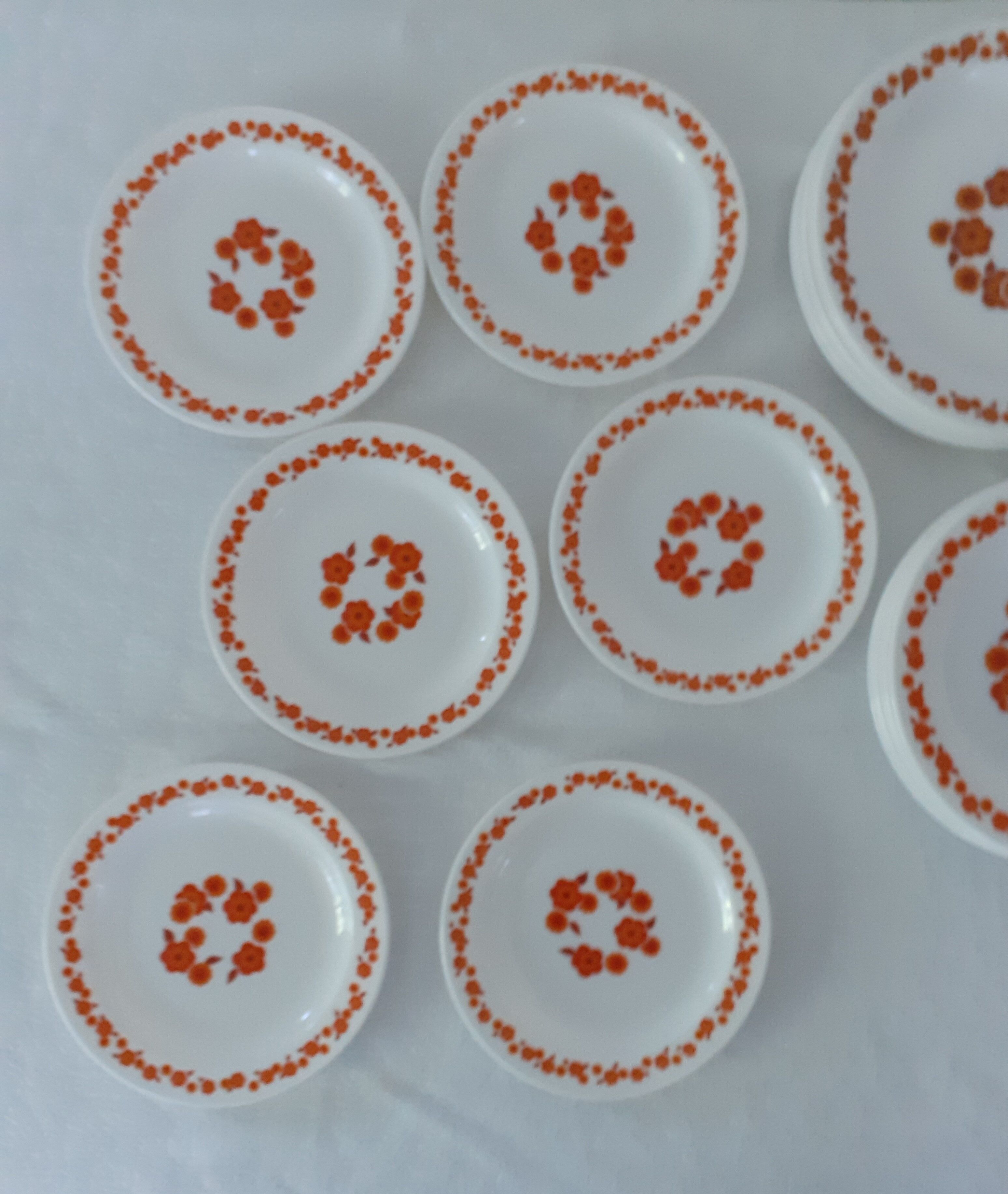 18 plates lotus arcopal vintage orange flowers