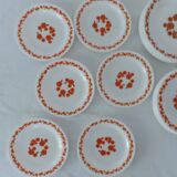 18 plates lotus arcopal vintage orange flowers