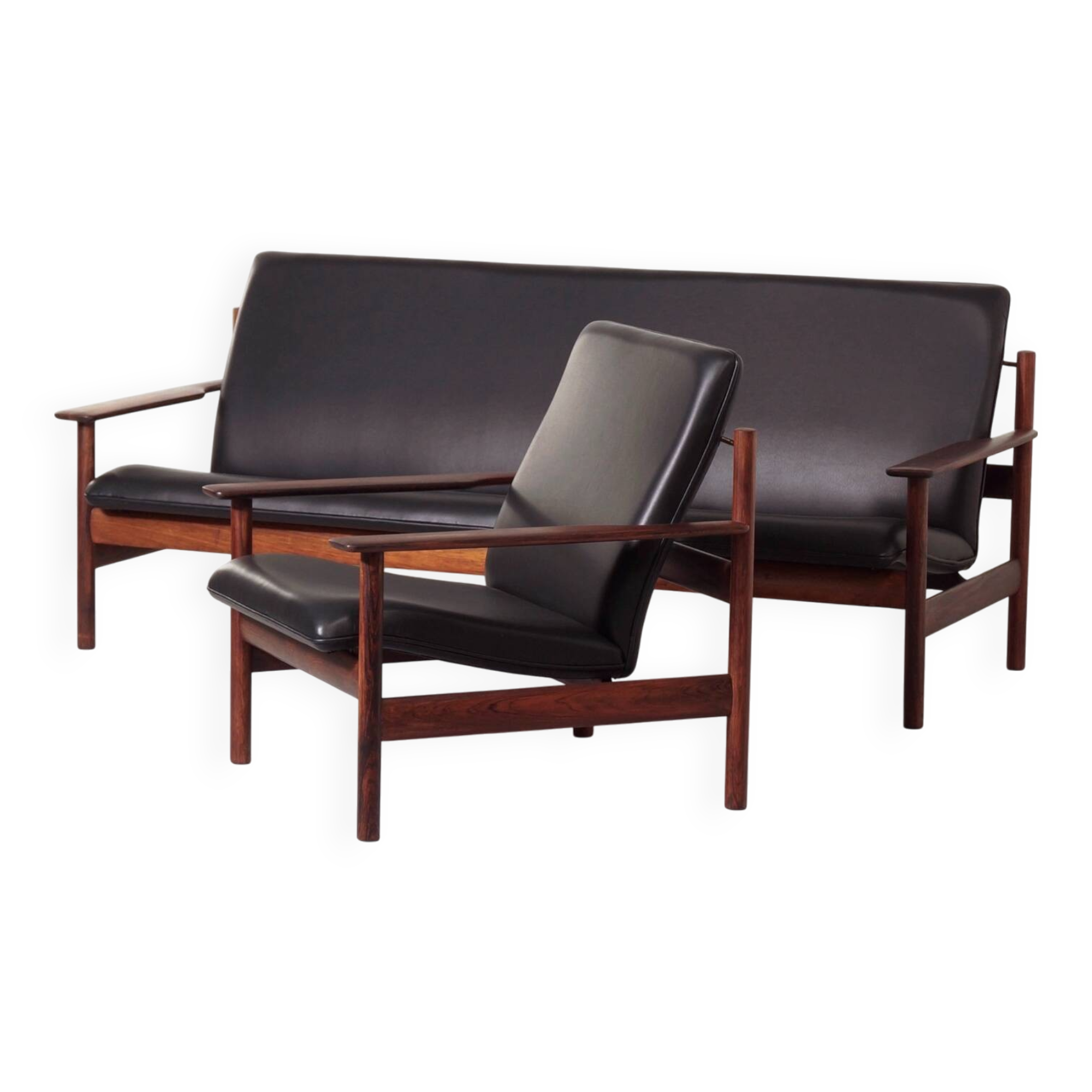 Lounge set by sven ivar dysthe for dokka møbler, 1960s – new black leather