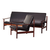 Lounge set by sven ivar dysthe for dokka møbler, 1960s – new black leather