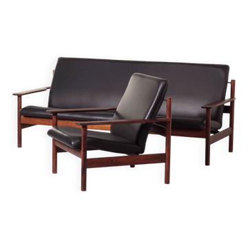 Lounge set by sven ivar dysthe for dokka møbler, 1960s – new black leather