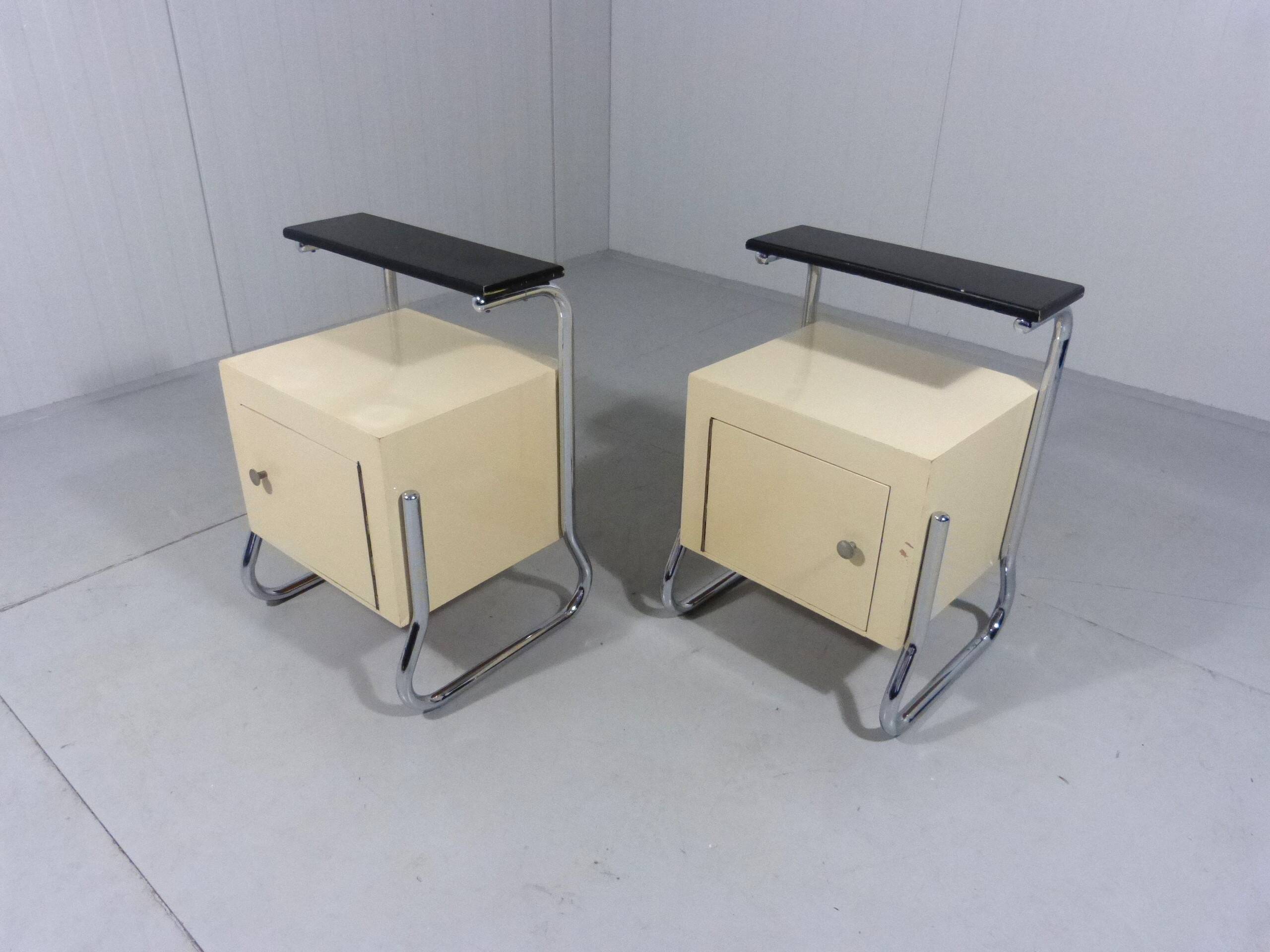 Set of 2 tubular bedside tables from the 50s