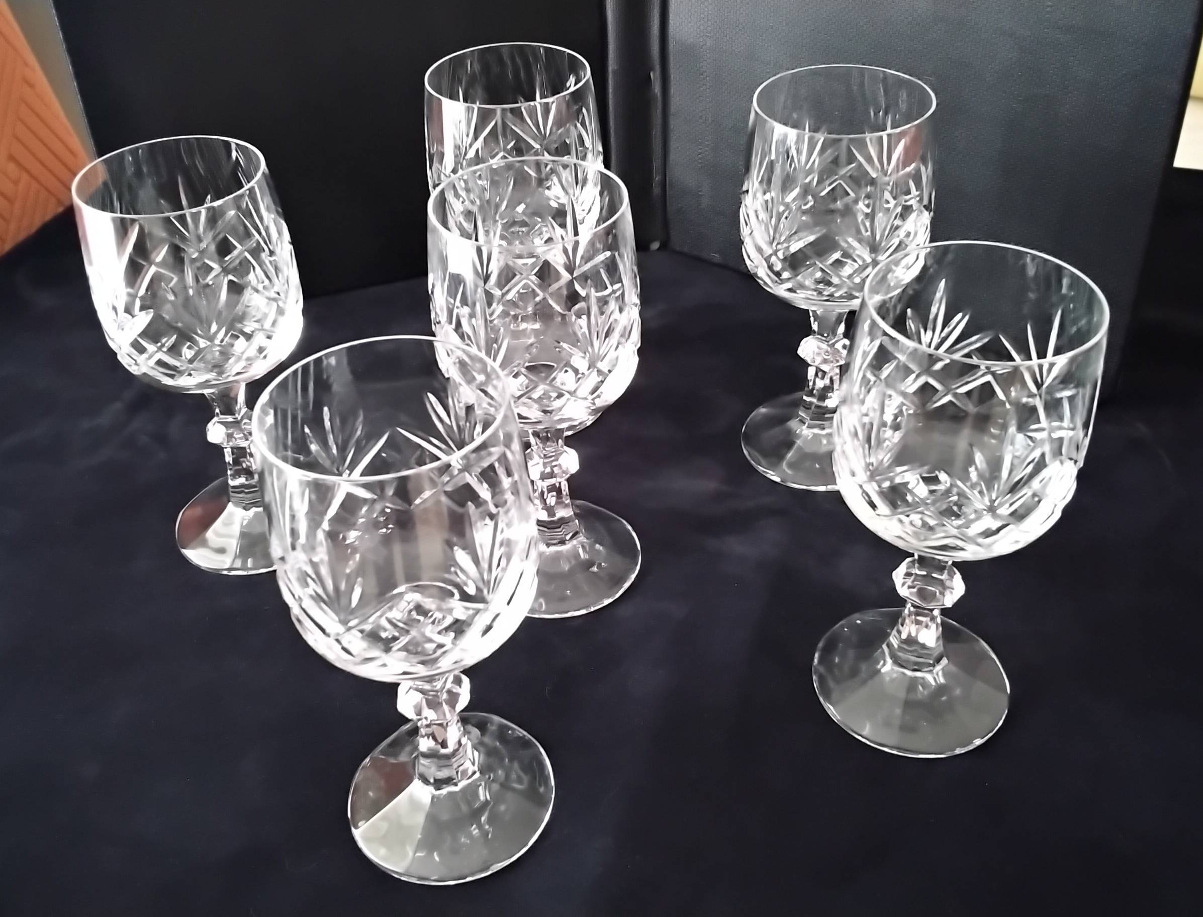 6 water glasses or large cut crystal wine glasses