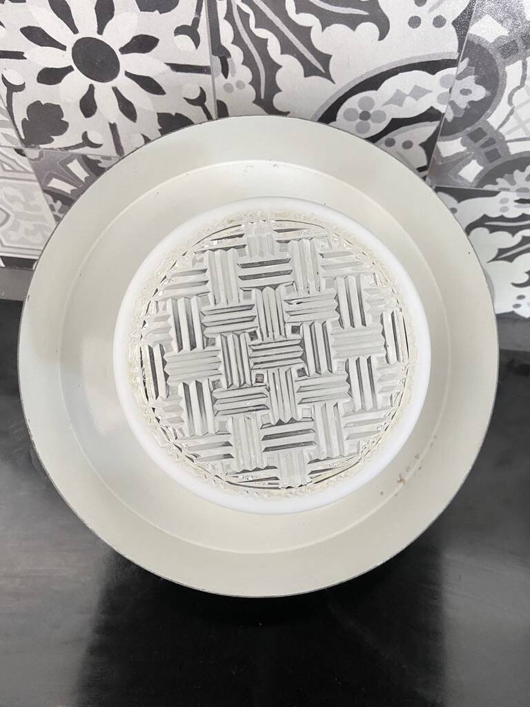 Holophane Ceiling Light Vintage 60s Black Metal and Frosted Glass Crafted