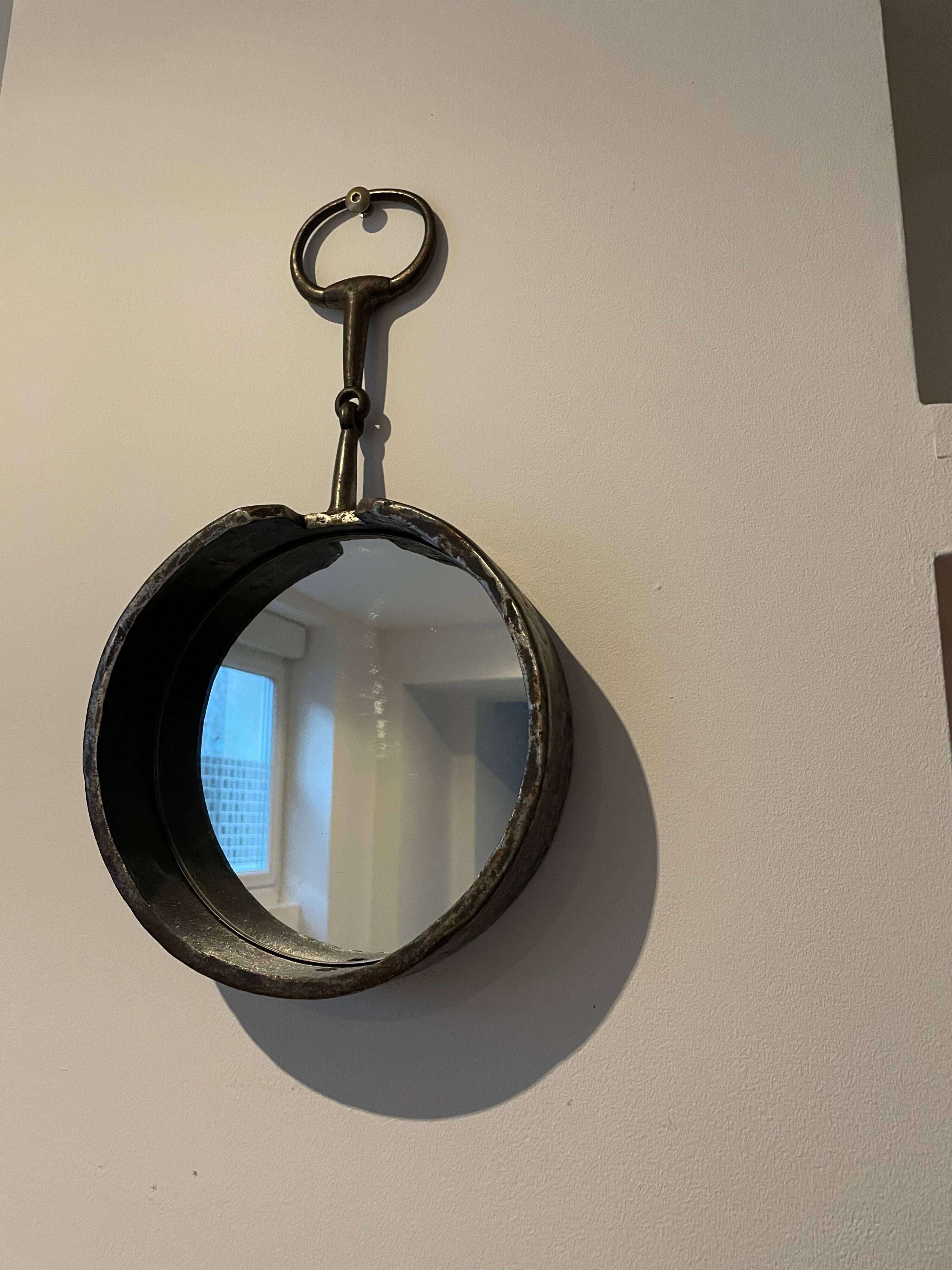 Miroir brutaliste en fer forgé