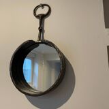 Brutalist wrought iron mirror.