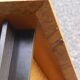 Table basse moderniste années 50 placage loupe d'orme
