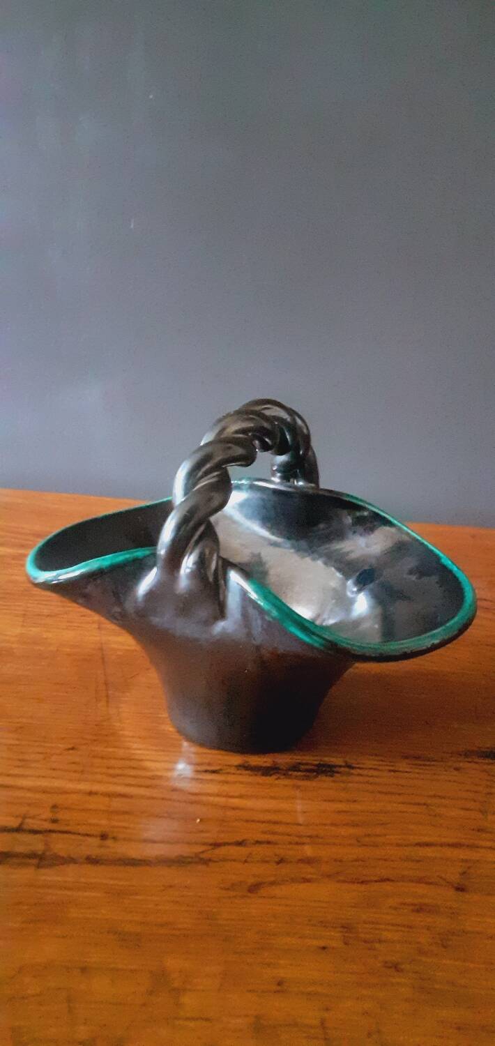 Ceramic bowl, basket from the 50s by Accolay Yonne