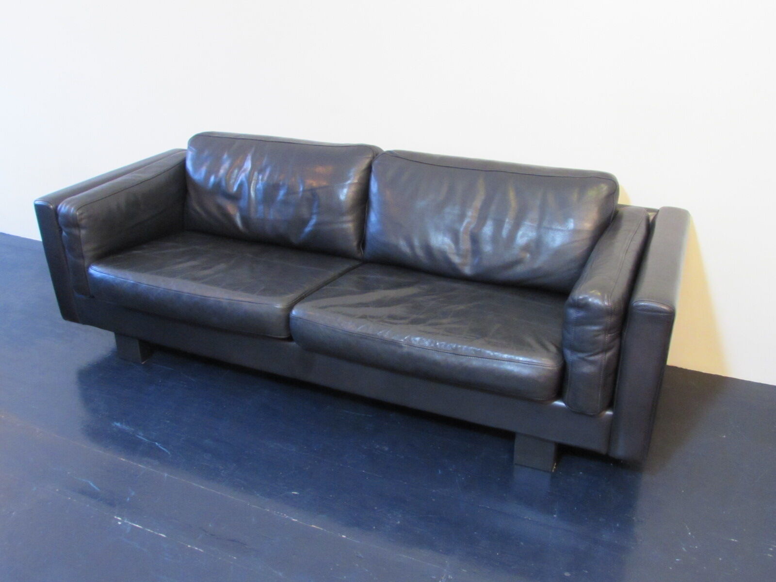 Black leather sofa from Denmark