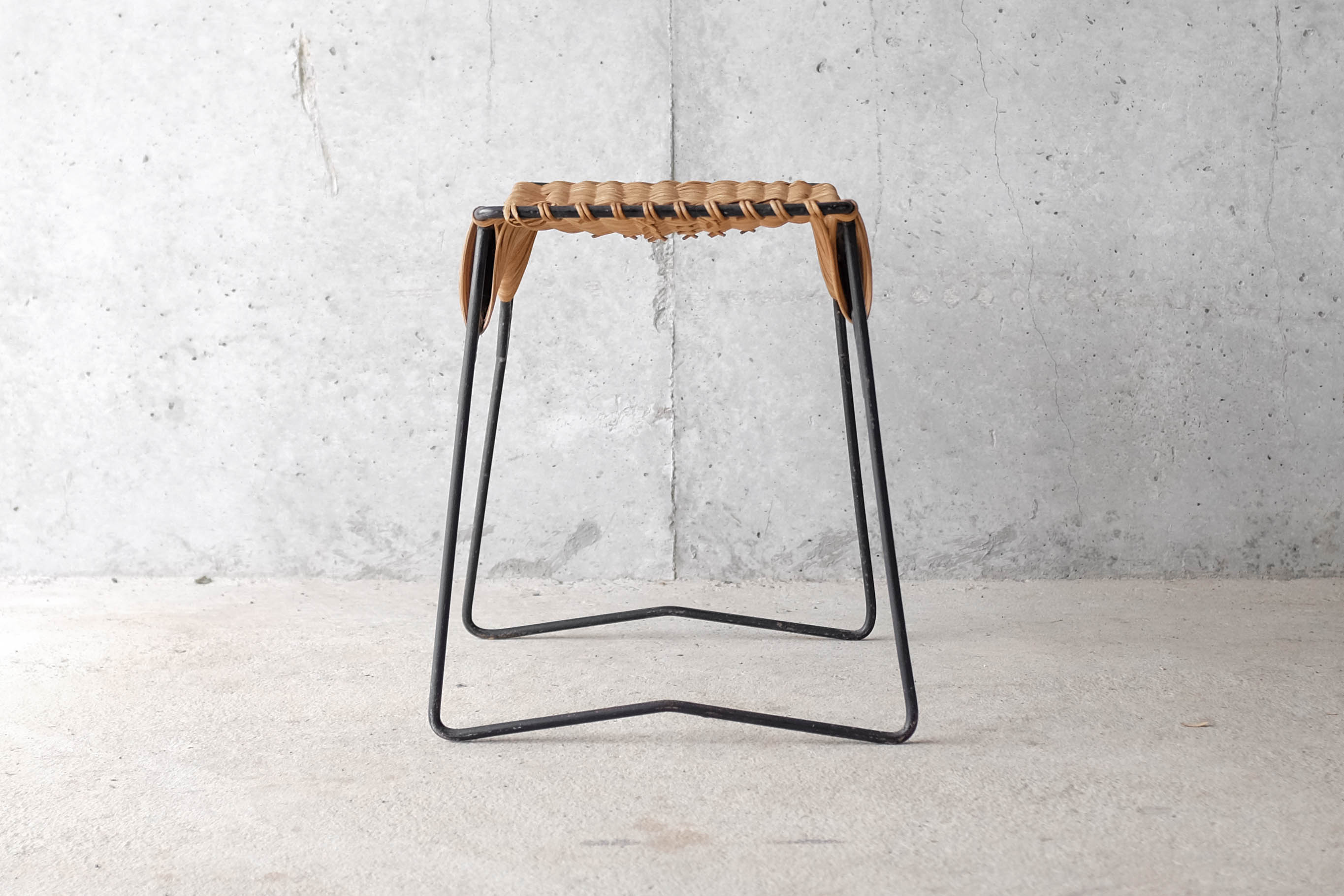 Stool metal and rattan years 60