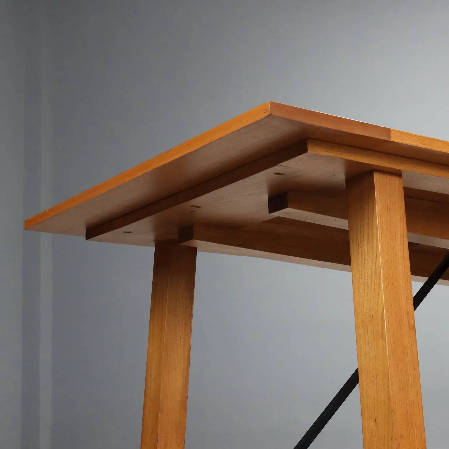 Antique oak and metal table, Italy, 20th century