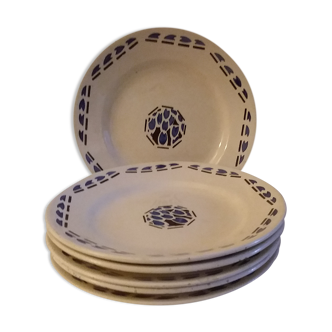 6 very old plates U&C Sarreguemines Model Arlette year 1960 hand painted earth