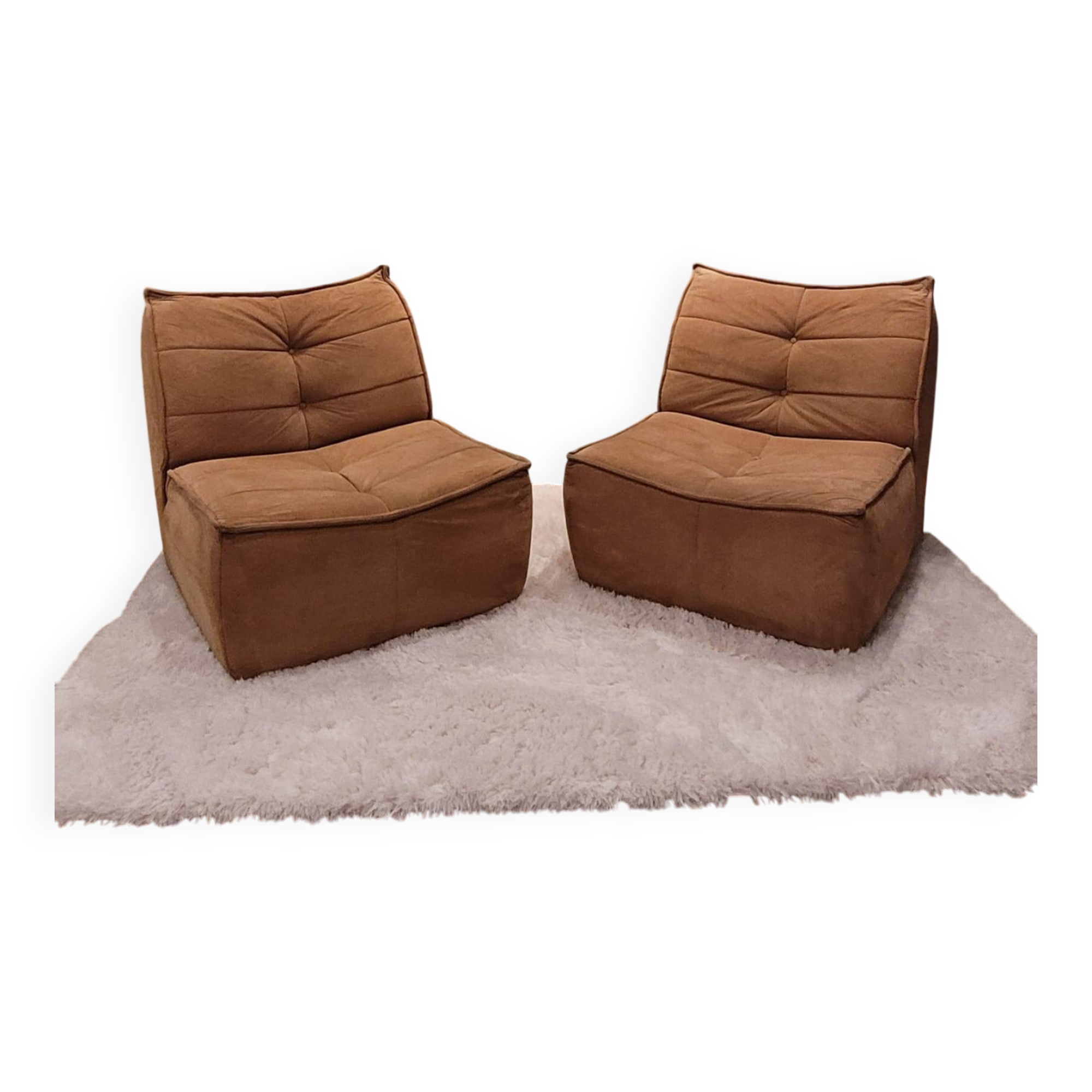 Pair of peach velvet armchairs by Beka, 1970