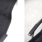 Vintage Mid-Century Postmodern Minimalist Black Leather Rocking Chair by Takeshi Nii, 1950s