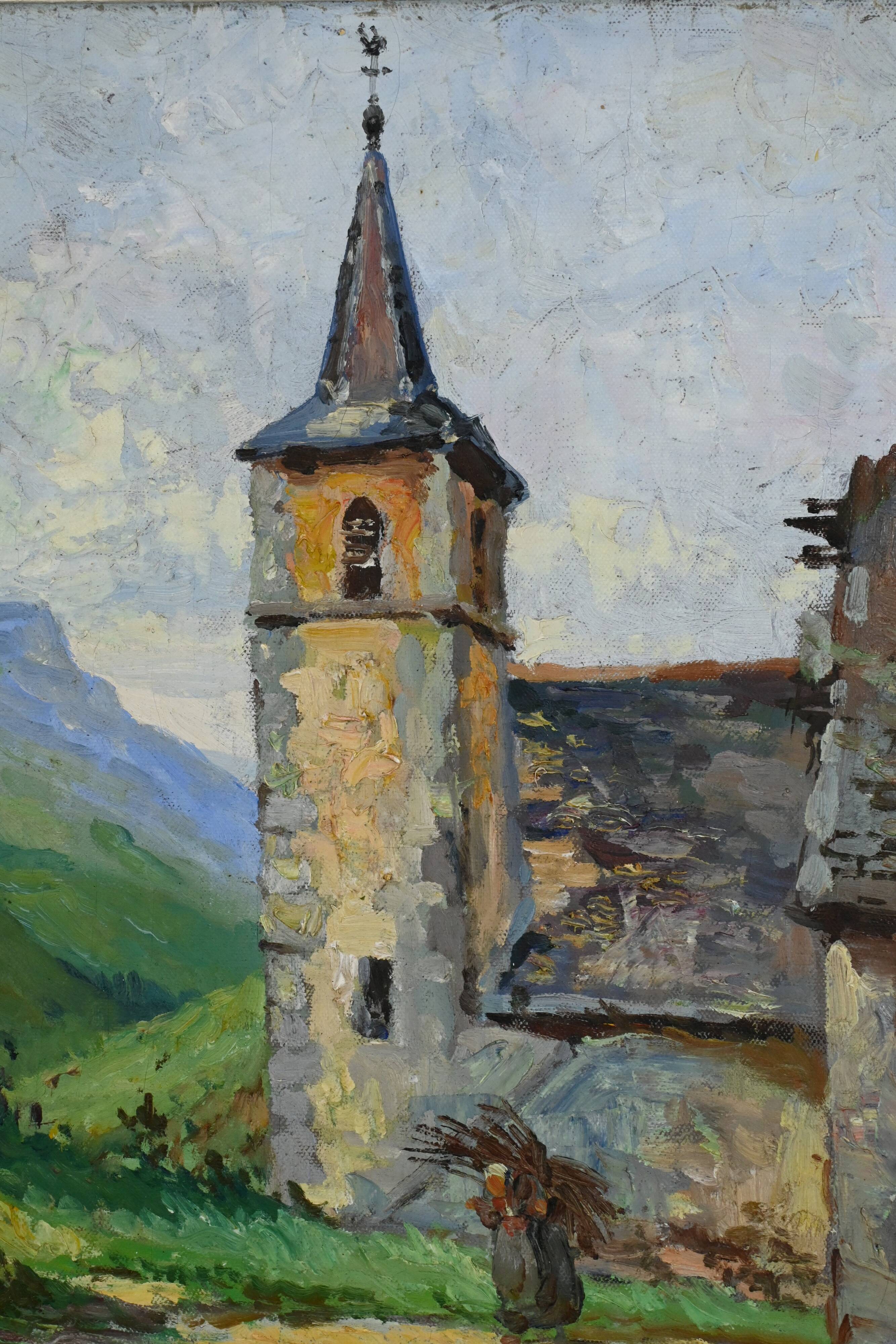 Oil on Canvas "The Bell Tower" – Late 19th Century