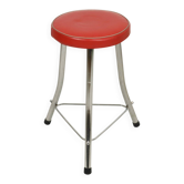 1950s Brabantia Stool Red Faux Leather and Chrome