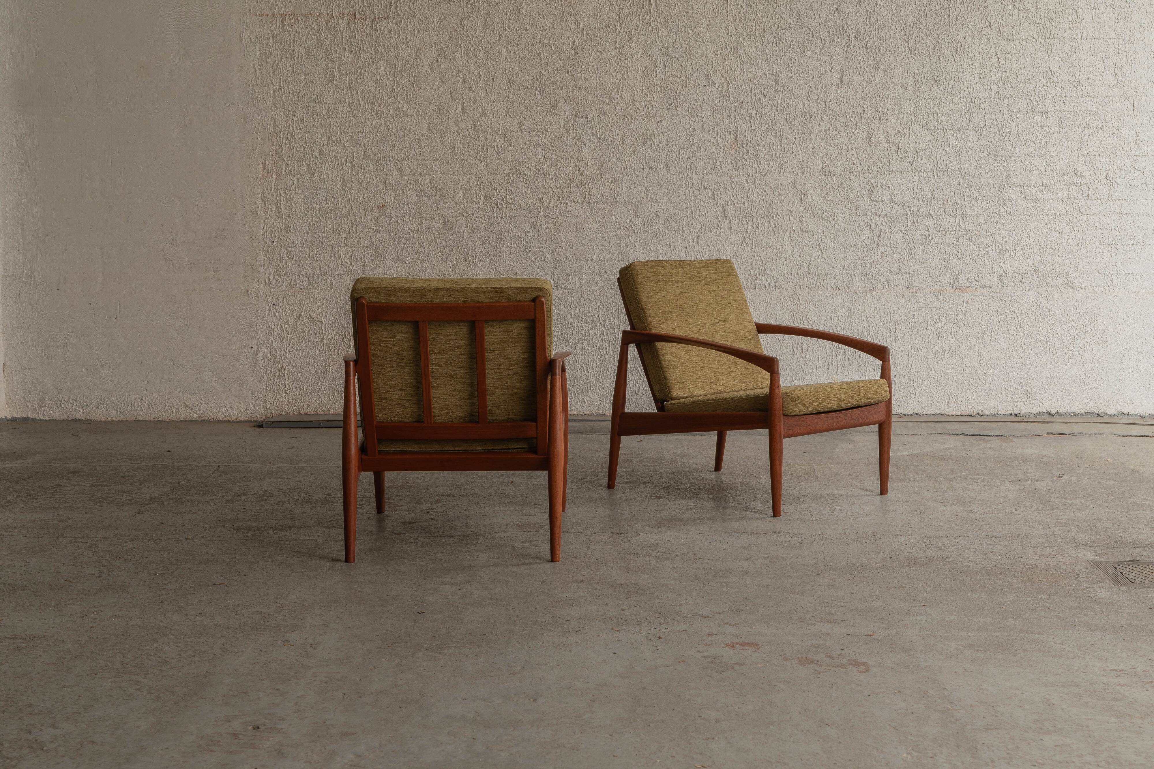 Set of 2 paperknife easy chairs by Kai Kristiansen, Denmark, 1960's