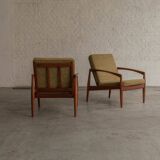 Set of 2 paperknife easy chairs by Kai Kristiansen, Denmark, 1960's