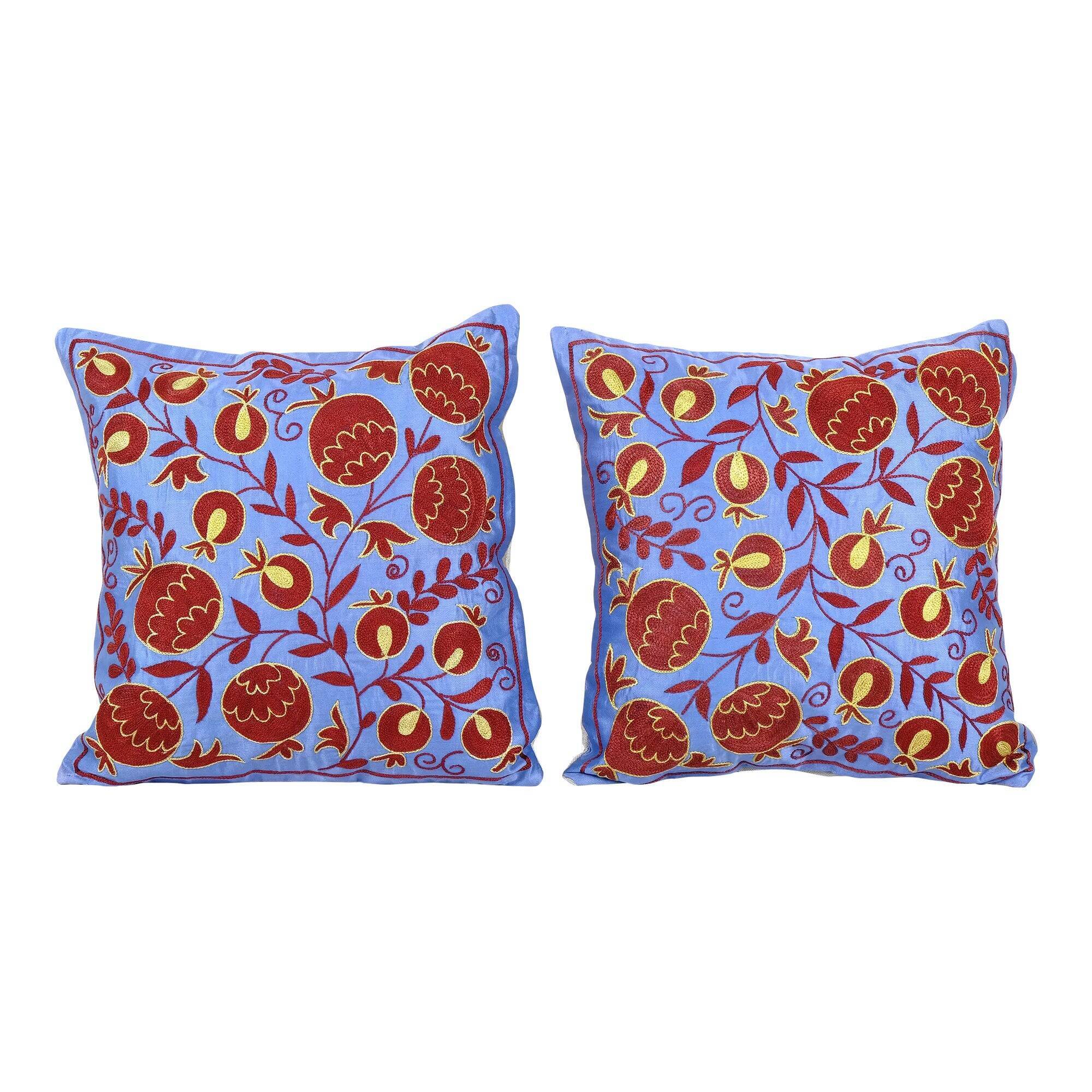 Set of 2 vintage embroidered cushion covers 48x48 cm
