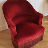 Fauteuil crapaud en velours rouge