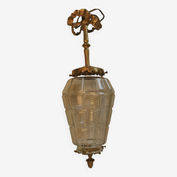 Lanterne en bronze et verre taillé