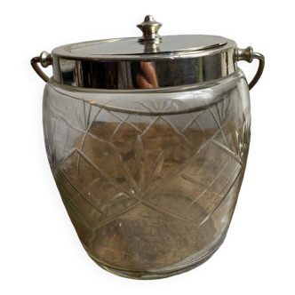 Chiseled glass and metal biscuit bucket