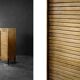 Vintage Industrial Danish Roller Shutter Brown Oak Cabinet with Drawers