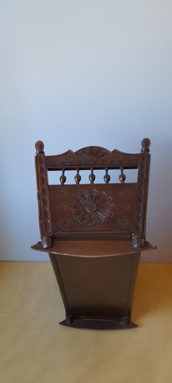 Carved wooden dolls cradle 1900