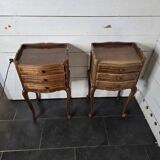 Paire de tables de chevet style Louis XV en merisier