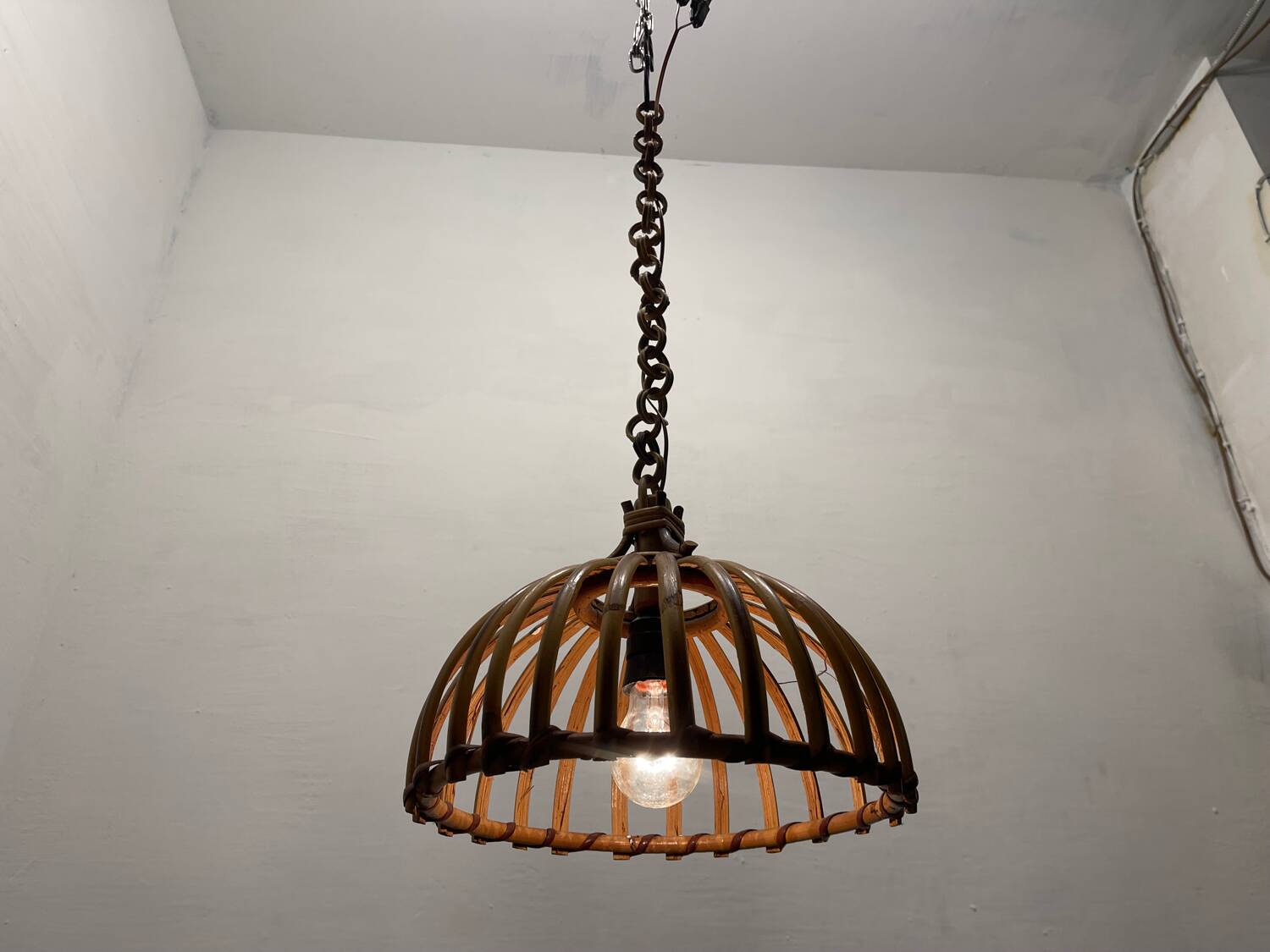 Handcrafted  Rattan Light Pendant 1960’s