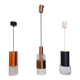 Three vintage pendant lamps, copper, aluminum and glass.