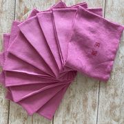 Set of 10 monogrammed pink napkins MB - 78x65 cm - cotton