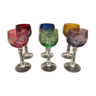 Ensemble de 6 verres à vin en cristal taillé de couleur