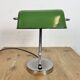 Vintage Green Enamel Banker Lamp, 1950s
