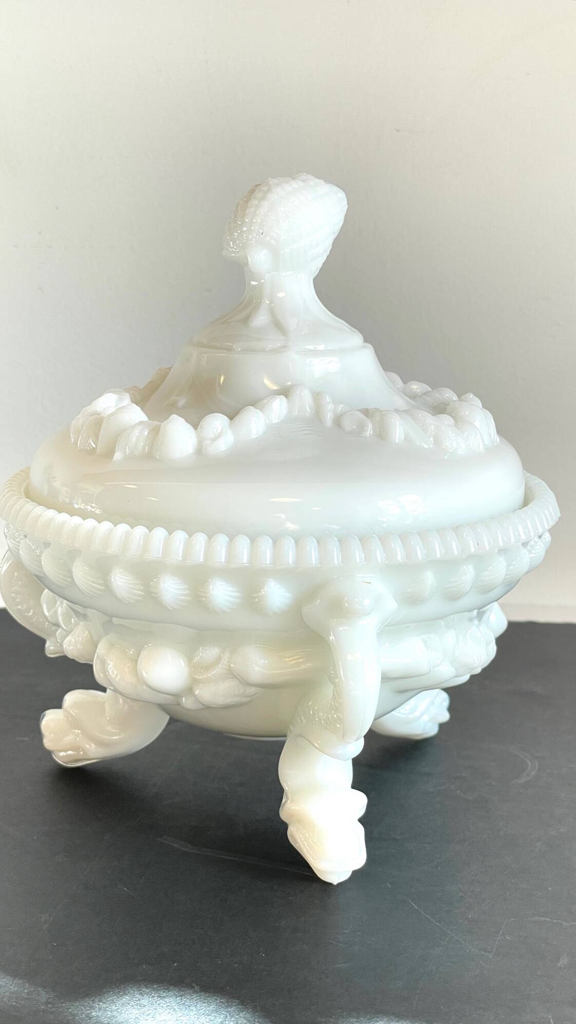 Vintage opaline glass candy dish