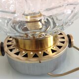 Structured glass globe lamp and metal-brass/ vintage 60s and 70s base