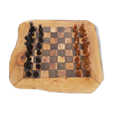 Natural edge olivewood, rustic chessboard