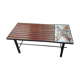 Coffee table tray teak ceramic signed MJR 60s
