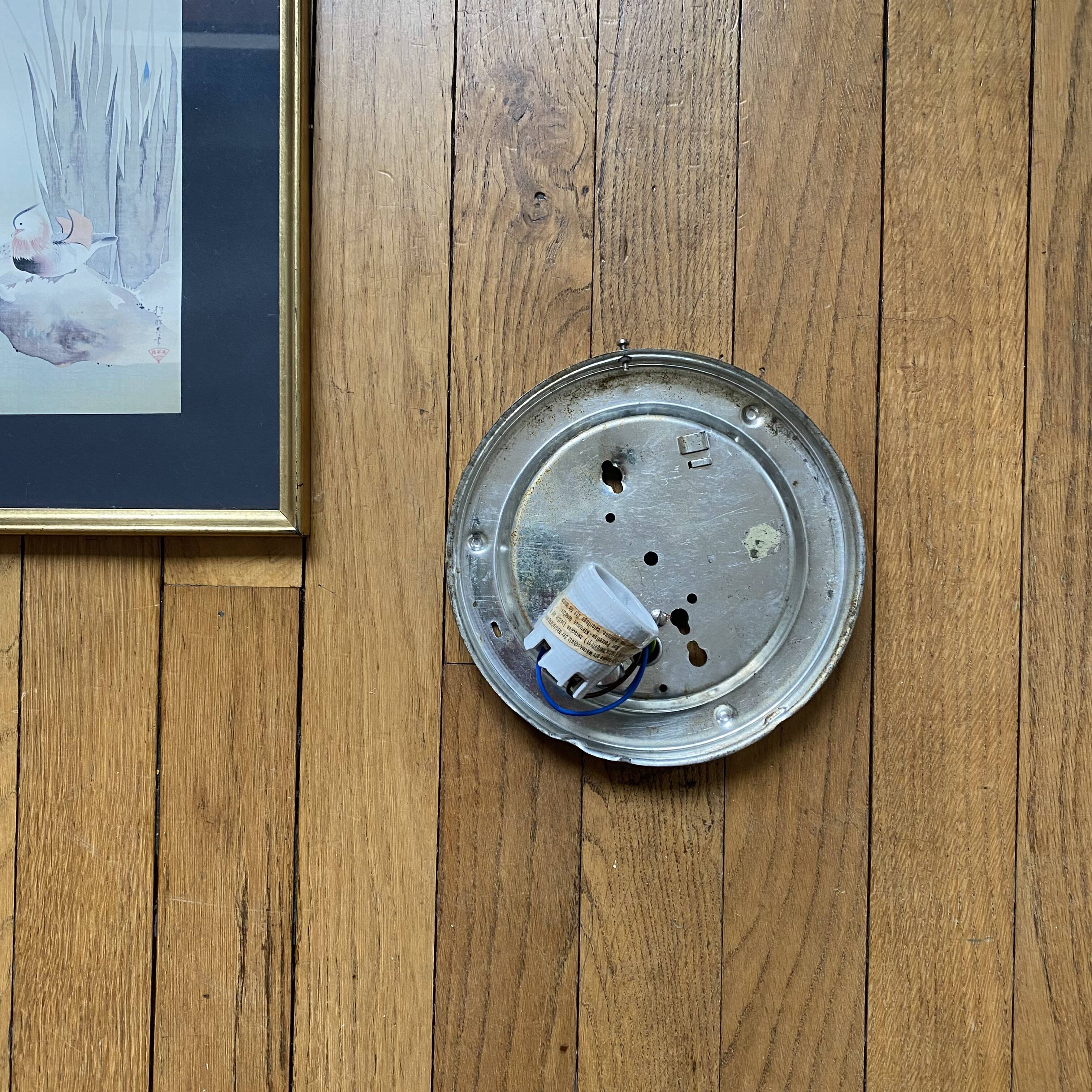 Vintage wall light in antique glass, square ceiling light 23 cm.